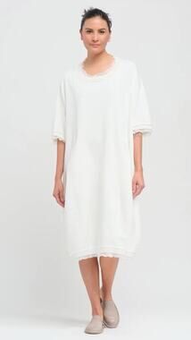 NWT RUNDHOLZ DIP Size S Silk Edge Relaxed Cotton Dress In White Star Oversized